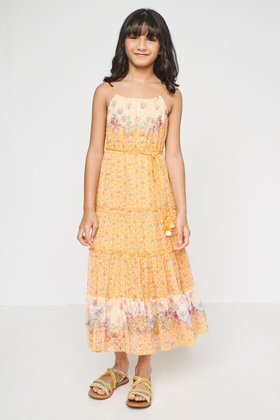 Mustard Floral Flounce Gown, Mustard, image 5
